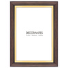 Ramka drewniana VELIA 1903, wąska fotoramka na zdjęcia, plakaty lub rysunki - kolor brązowy ze złotym paskiem