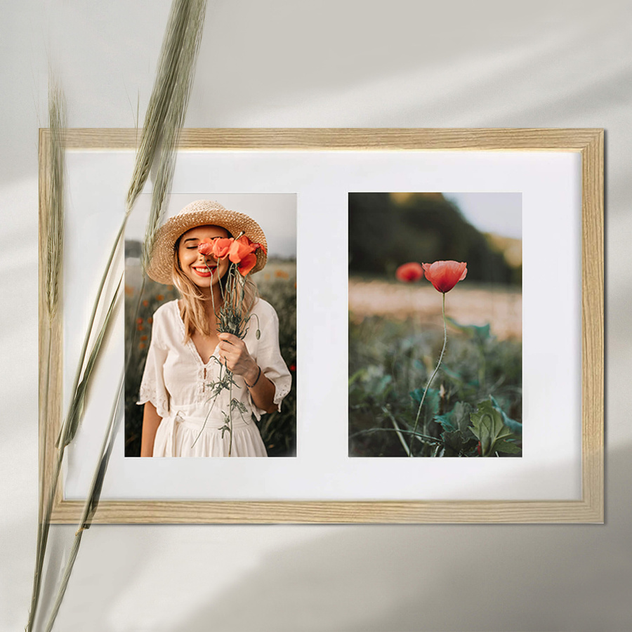 Ramka drewniana galeria passe-partout Natural 20x27 - kolor naturalne drewno