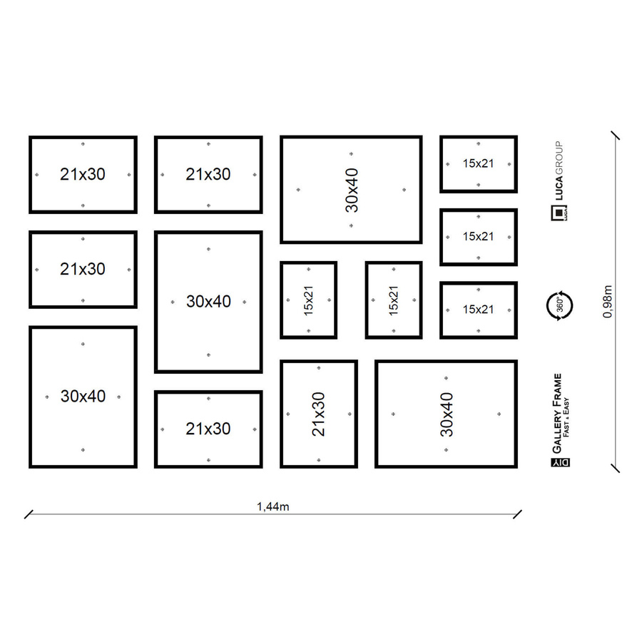 Galeria ścienna PRESTO 4 GF0001. Zestaw brązowych ramek na ścianę