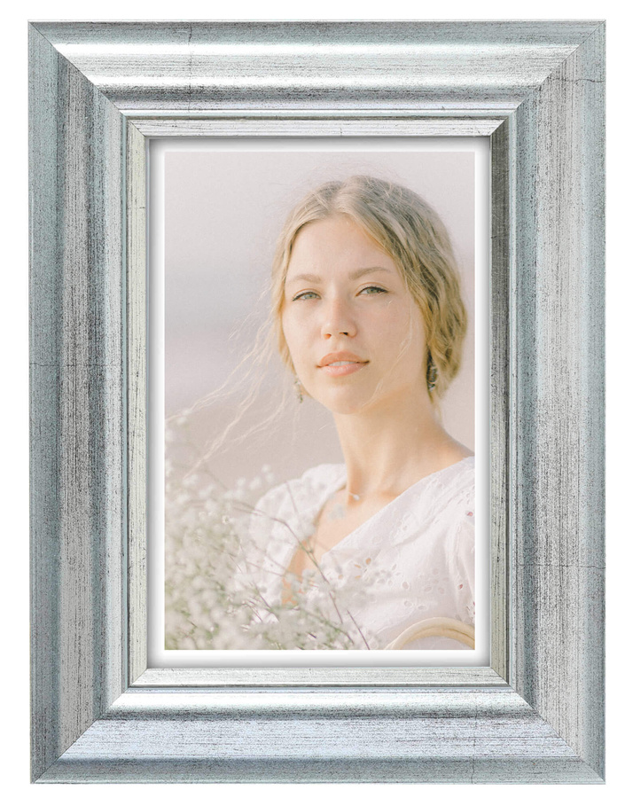Ramka drewniana VIESTE 2076, szlachetna fotoramka na zdjęcia, plakaty lub obrazy - kolor srebrny