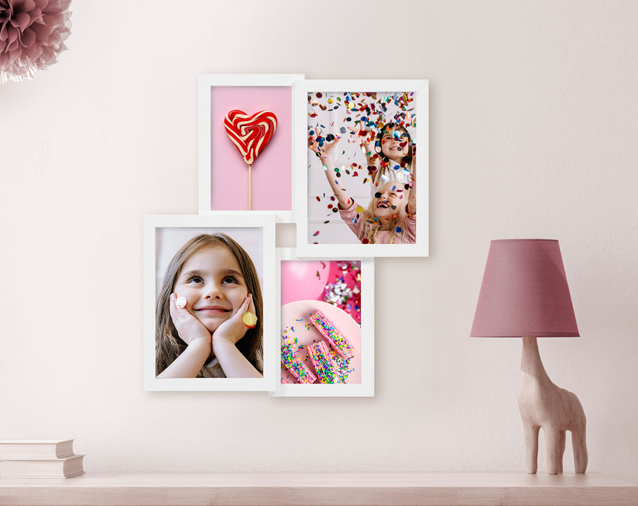 Multirama drewniana White 42, zestaw ramek 2 X 10x15 cm, 2 X 13x18 cm - biała