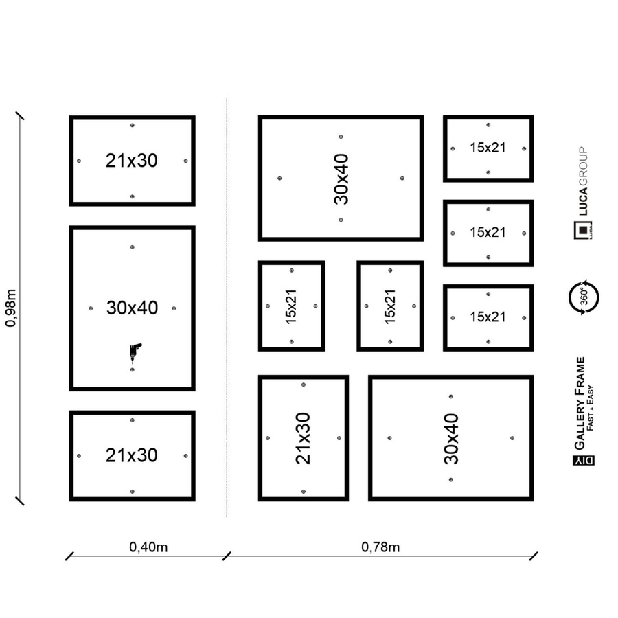 Zestaw ramek PINIA 00 GF0038 - galeria ramek na 11 zdjęć
