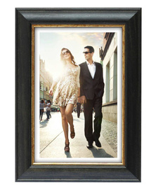 Ramka drewniana CUTRO 2027, klasyczna fotoramka na zdjęcia, plakaty lub obrazy - kolor czarny, złoty pasek