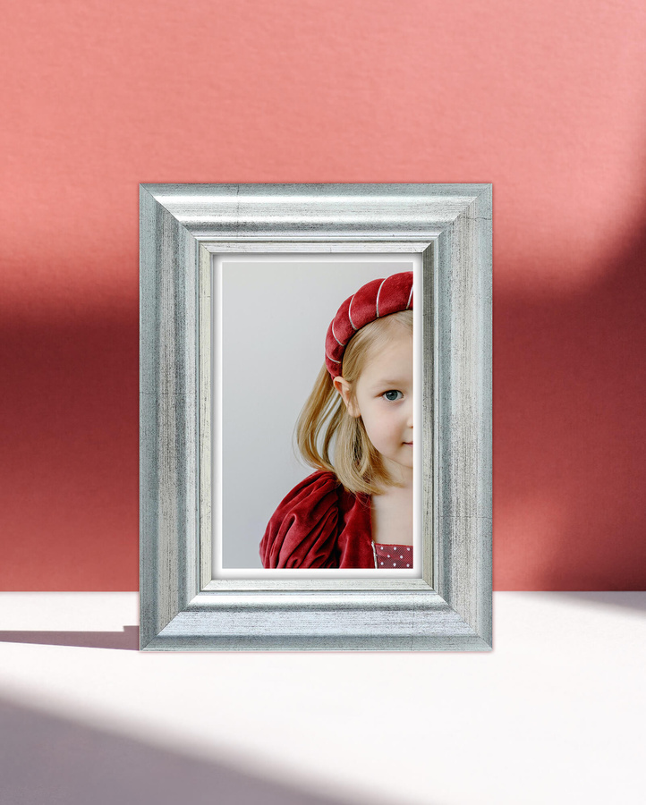 Ramka drewniana VIESTE 2076, szlachetna fotoramka na zdjęcia, plakaty lub obrazy - kolor srebrny