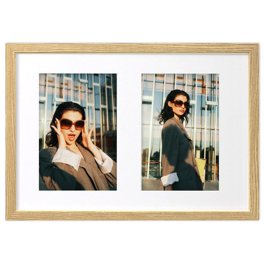 Ramka drewniana galeria passe-partout Natural 23x35 - kolor naturalne drewno