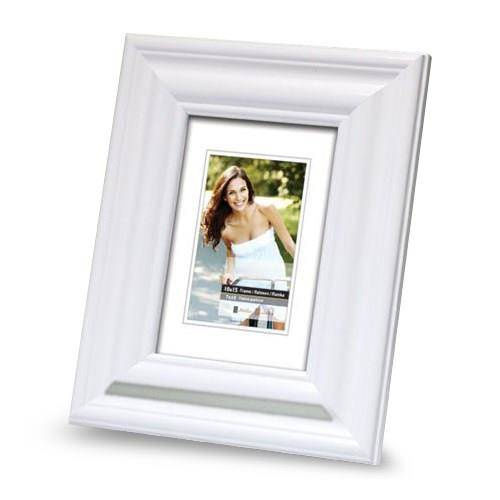 Ramka drewniana URANO 2159, nowoczesna fotoramka na zdjęcia, rysunki lub obrazy - kolor biały z połyskiem