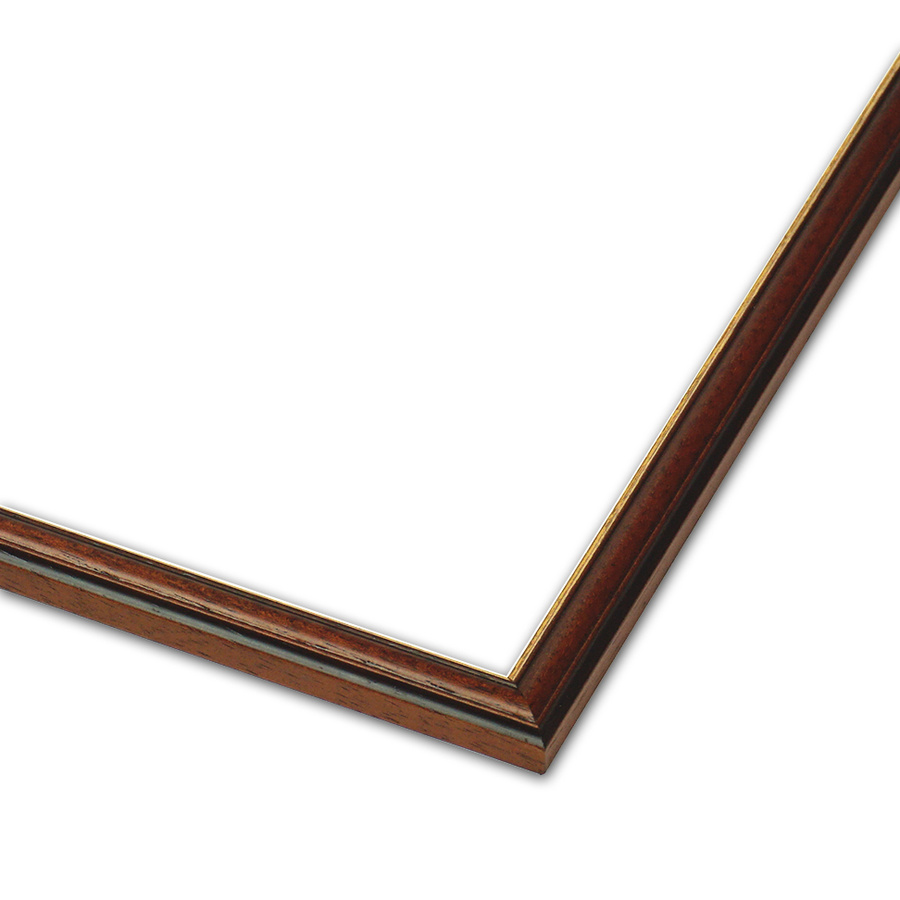Ramka na zdjęcia, rysunki, plakaty na wymiar LUCA #1310. Delikatna, profilowana drewniana oprawa - kolor brązowy z paskiem
