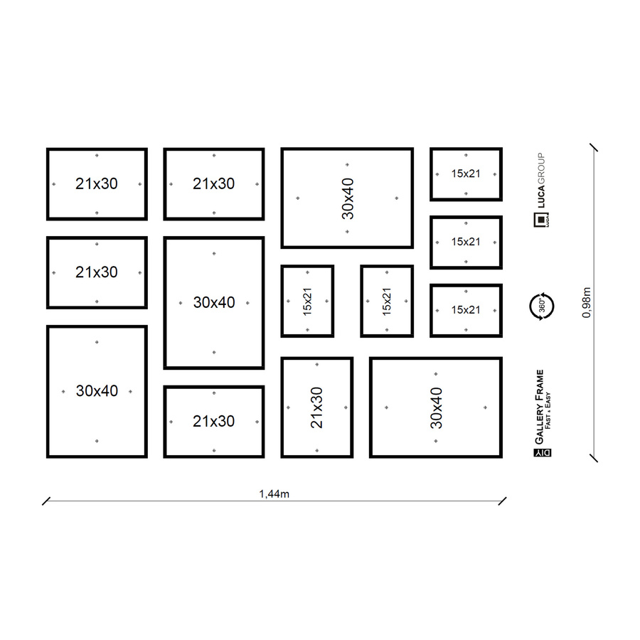 Galeria ścienna PINIA 1 GF0001. Zestaw białych ramek na ścianę