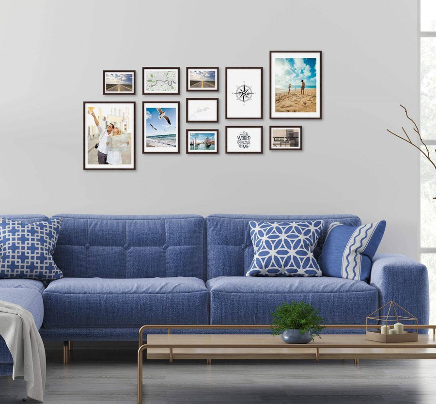 Galeria ścienna PINIA 4 GF0005. Zestaw brązowych ramek na ścianę