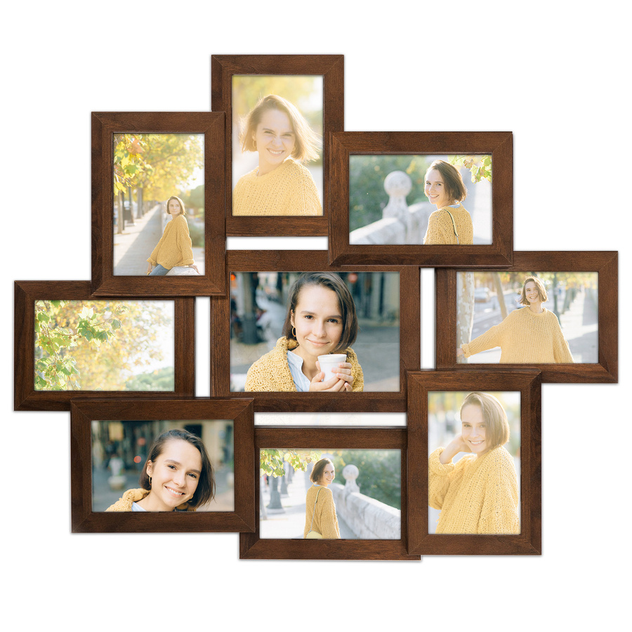 Multirama w brązowym kolorze MULTI HEN 4 na 9 zdjęć ramka na zdjęcia