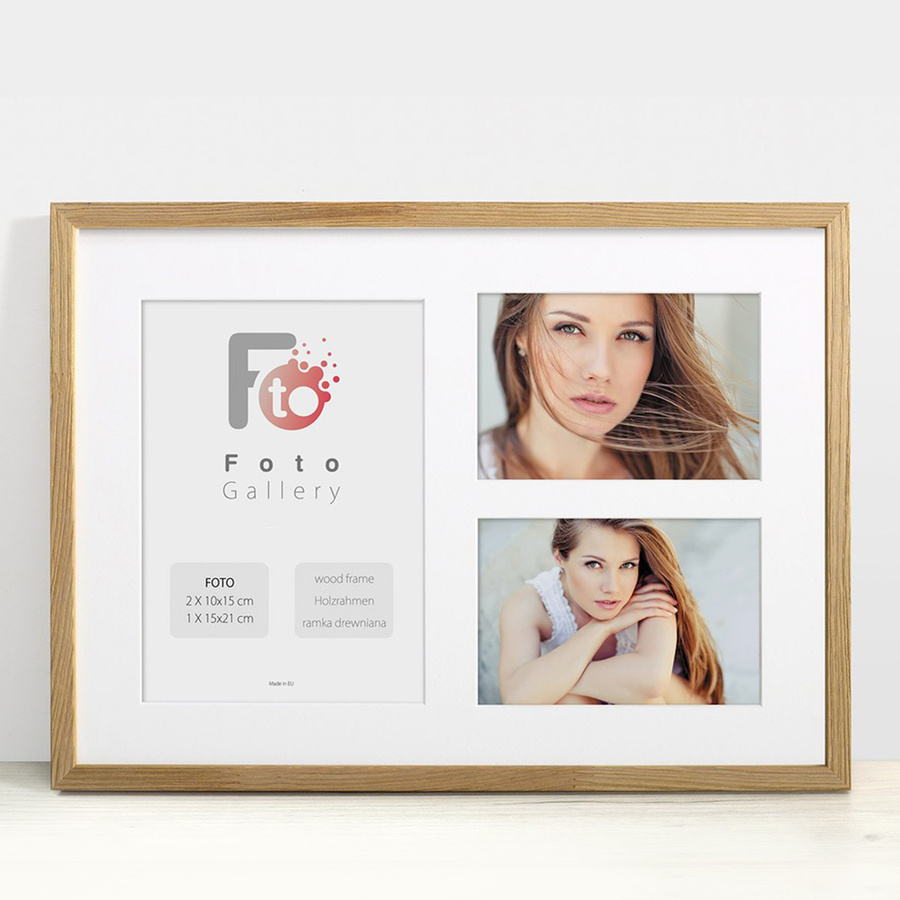 Ramka drewniana galeria passe-partout Natural 28x39 - kolor naturalne drewno