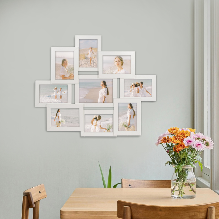 Multirama w białym kolorze MULTI HEN 1 na 9 zdjęć ramka na zdjęcia