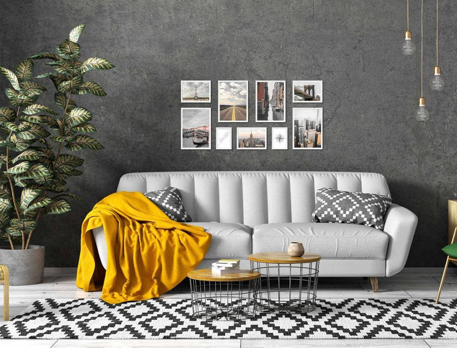 Galeria ścienna PRESTO 1 GF0004. Zestaw białych ramek na ścianę