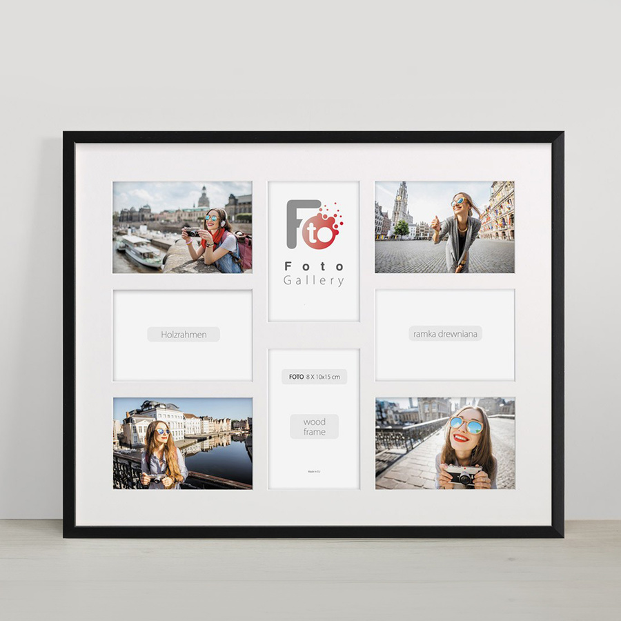 Ramka drewniana galeria passe-partout Black 40x50 A - kolor czarny