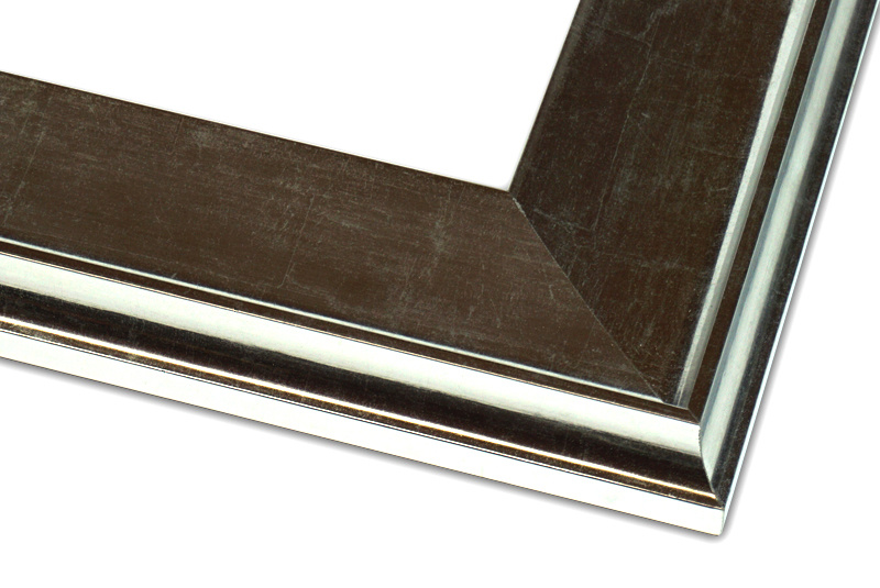 Rama do obrazów, zdjęć oraz luster na wymiar LUCA #1156. Nowoczesna profilowana, drewniana oprawa - kolor srebro błyszczące