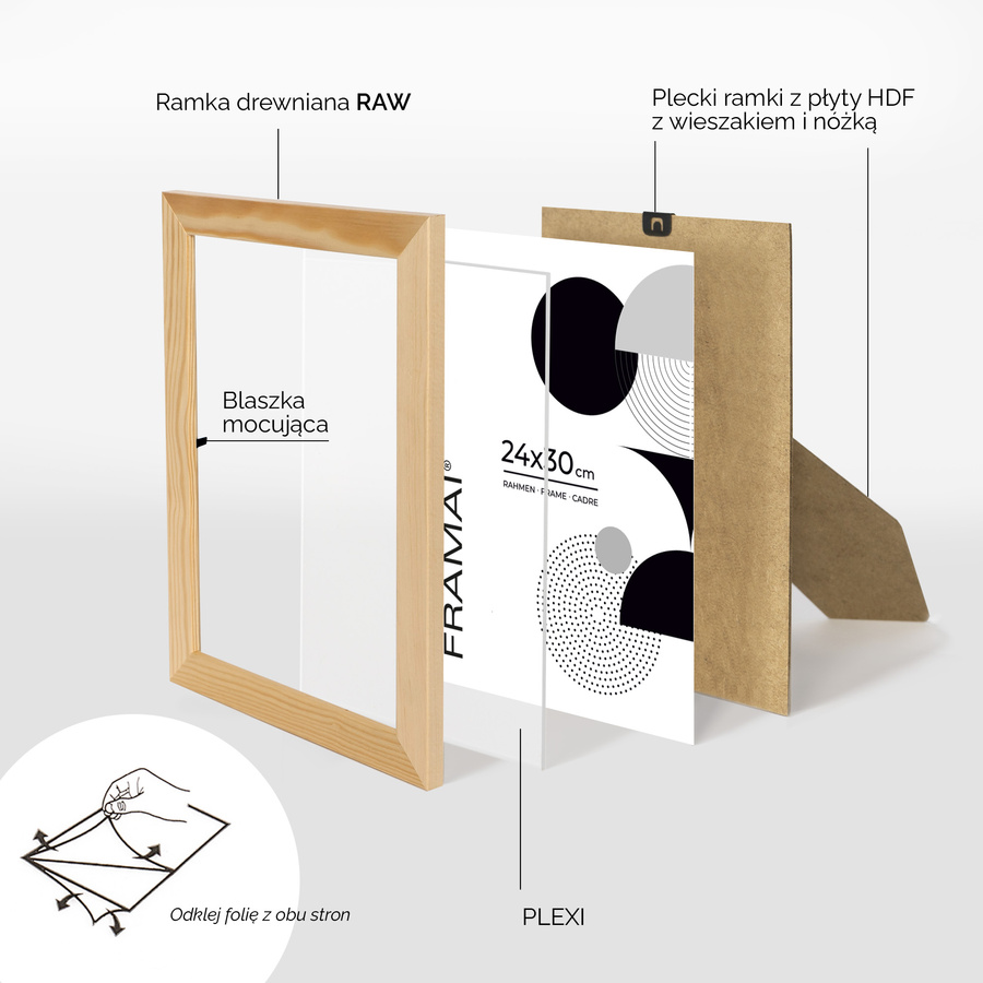 Ramka z drewna surowego na zdjęcia RAW 24x30 cm