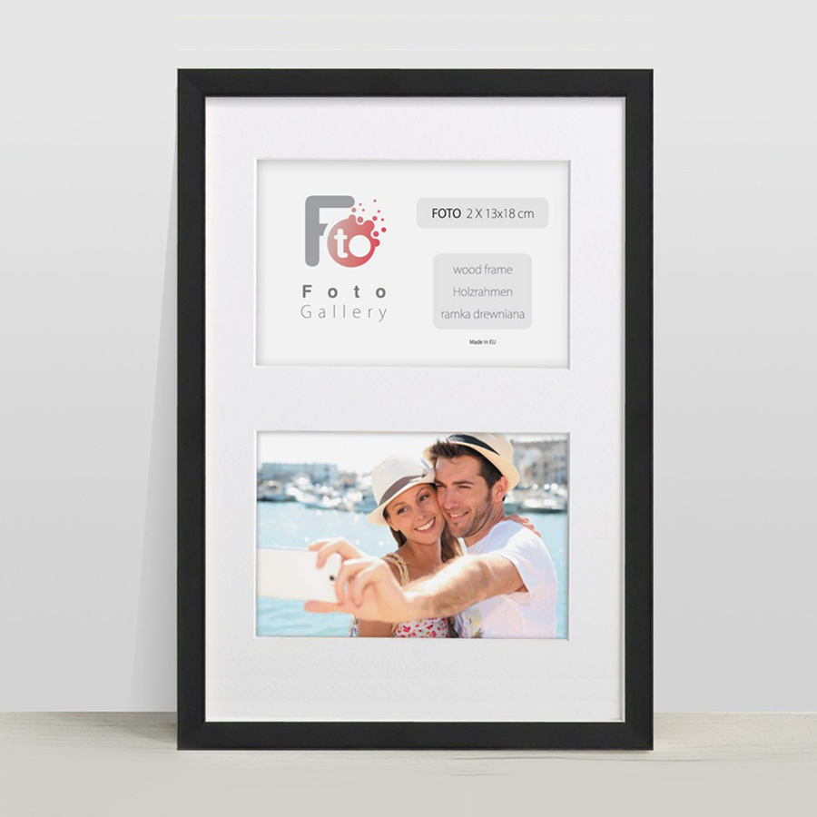 Ramka drewniana galeria passe-partout Black 23x35 - kolor czarny