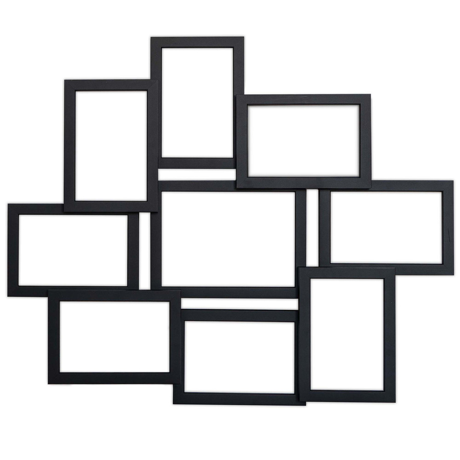 Multirama drewniana Black 91, zestaw ramek 8 X 10x15 cm, 1 X 13x18 cm - czarna