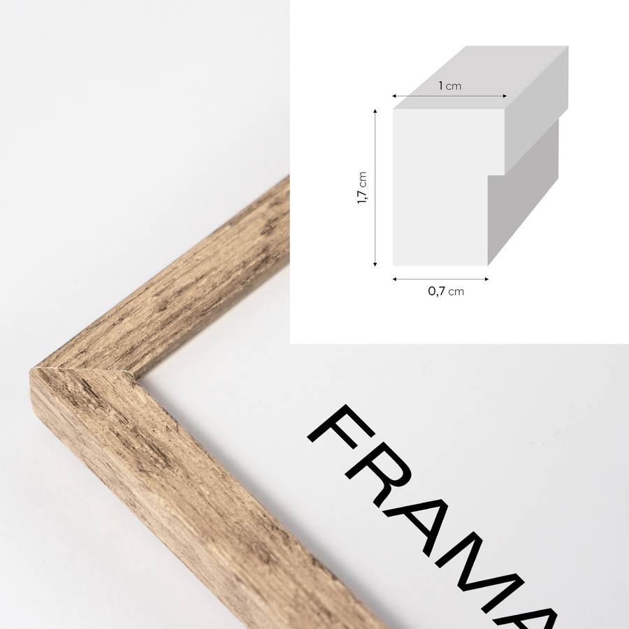 Ramka drewniana FIT, nowoczesna, wysoka fotoramka na zdjęcia, plakaty lub rysunki - kolor jasne drewno