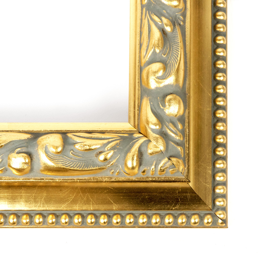 Rama do obrazów, zdjęć oraz luster na wymiar LUCA #3153. Stylowa z ornamentami, drewniana oprawa - kolor złoty patyna