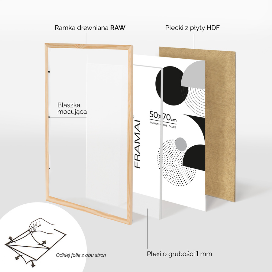 Ramka z drewna surowego na zdjęcia 5 szt. RAW 50x70 cm