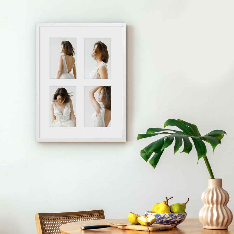 Ramka drewniana galeria passe-partout White 30x40 A - kolor biały