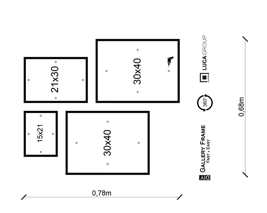 Zestaw brązowych ramek galeria 5 GF0008 1x 15x21 1x 21x30 2x 30x40 cm