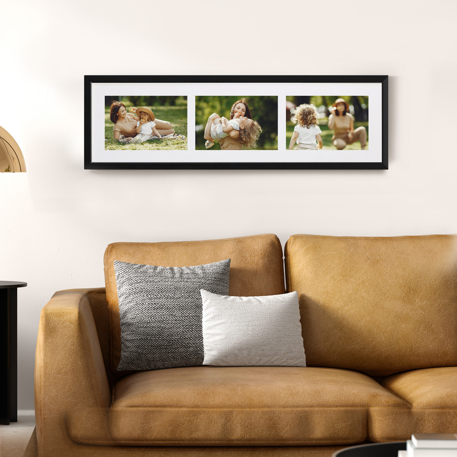 Ramka drewniana galeria passe-partout Black 15x52 - kolor czarny