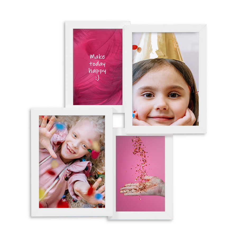 Multirama drewniana White 42, zestaw ramek 2 X 10x15 cm, 2 X 13x18 cm - biała