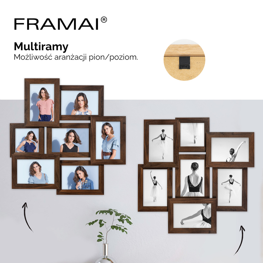 Multirama brązowa MULTI HEN 4 na 7 zdjęć ramka na zdjęcia