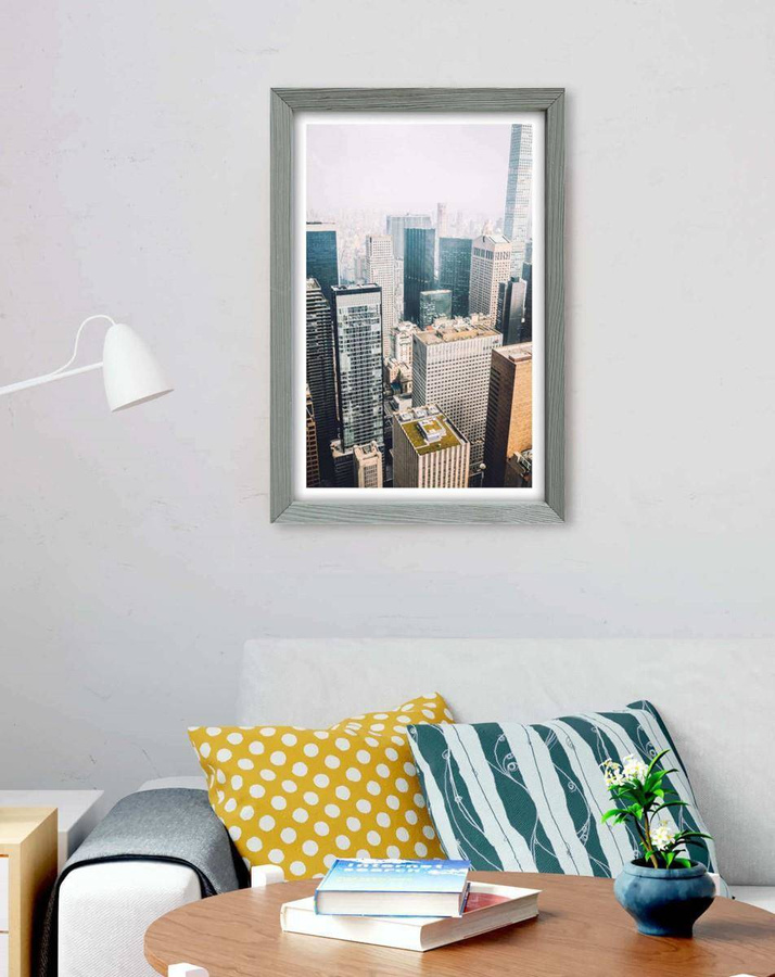 Ramka drewniana COLLE 2983, nowoczesna fotoramka na zdjęcia, plakaty lub rysunki - kolor szary