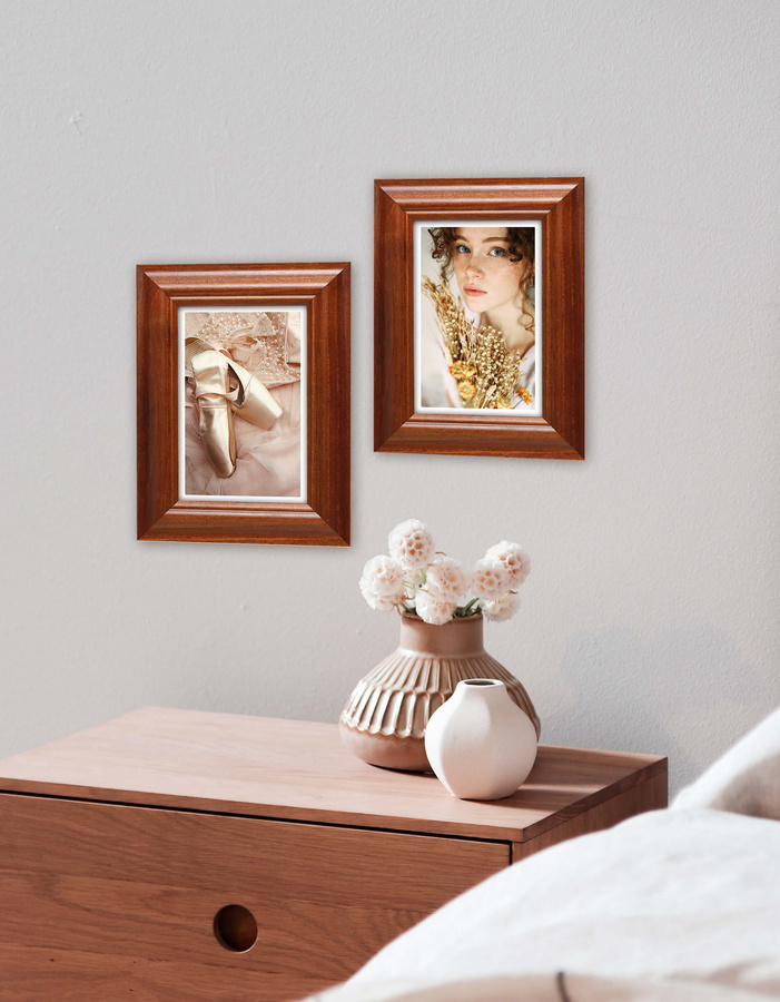 Ramka drewniana VIESTE 2074, szlachetna i trwała fotoramka na zdjęcia, plakaty lub obrazy - kolor brązowy