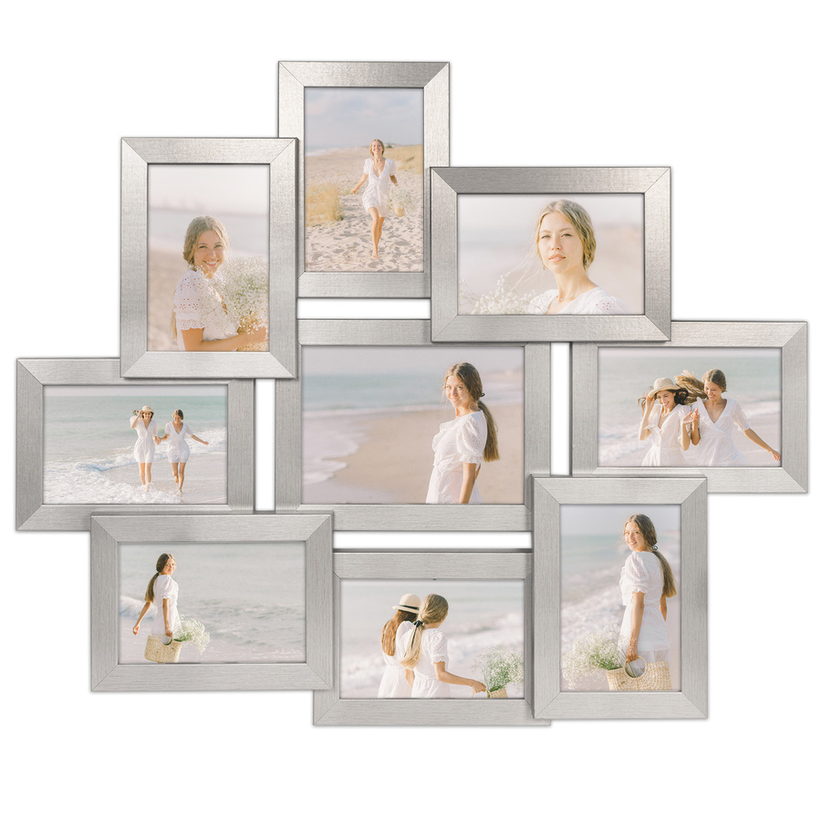 Multirama w srebrnym kolorze MULTI HEN S na 9 zdjęć ramka na zdjęcia