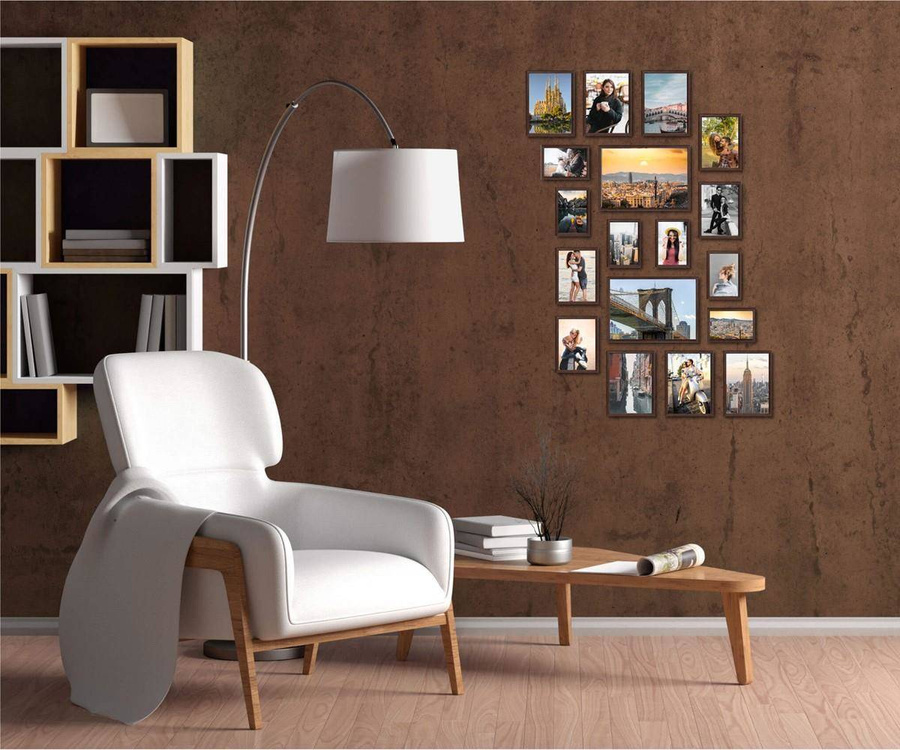 Galeria ścienna PRESTO 44 GF0006. Zestaw brązowych ramek na ścianę