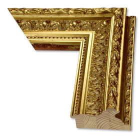 Rama do obrazów, zdjęć, luster na wymiar LUCA #2576. Bogato zdobiona drewniana oprawa - ornamenty, kolor jasne złoto