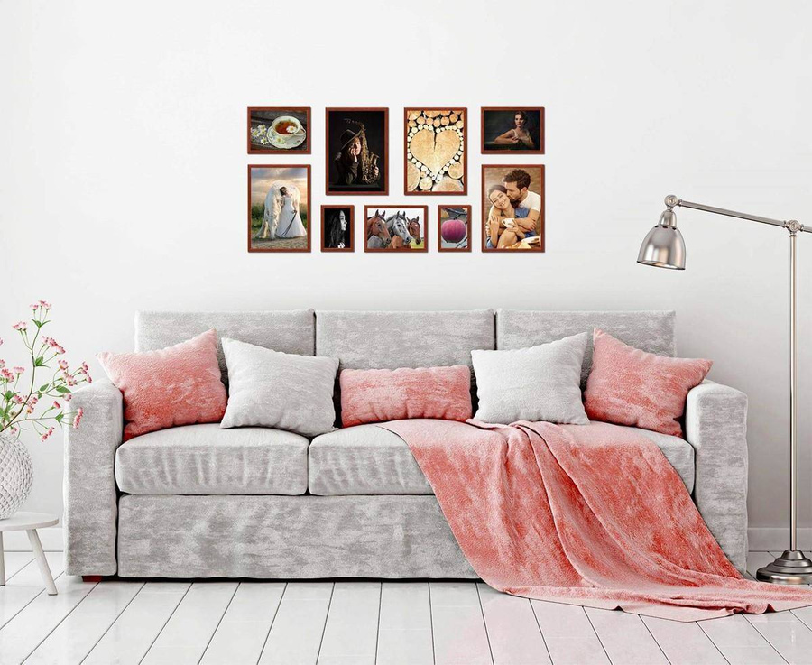 Galeria ścienna PRESTO 5 GF0004. Zestaw brązowych ramek na ścianę