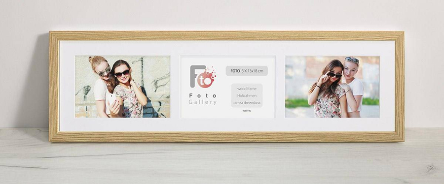 Ramka drewniana galeria passe-partout Natural 18x66 - kolor naturalne drewno