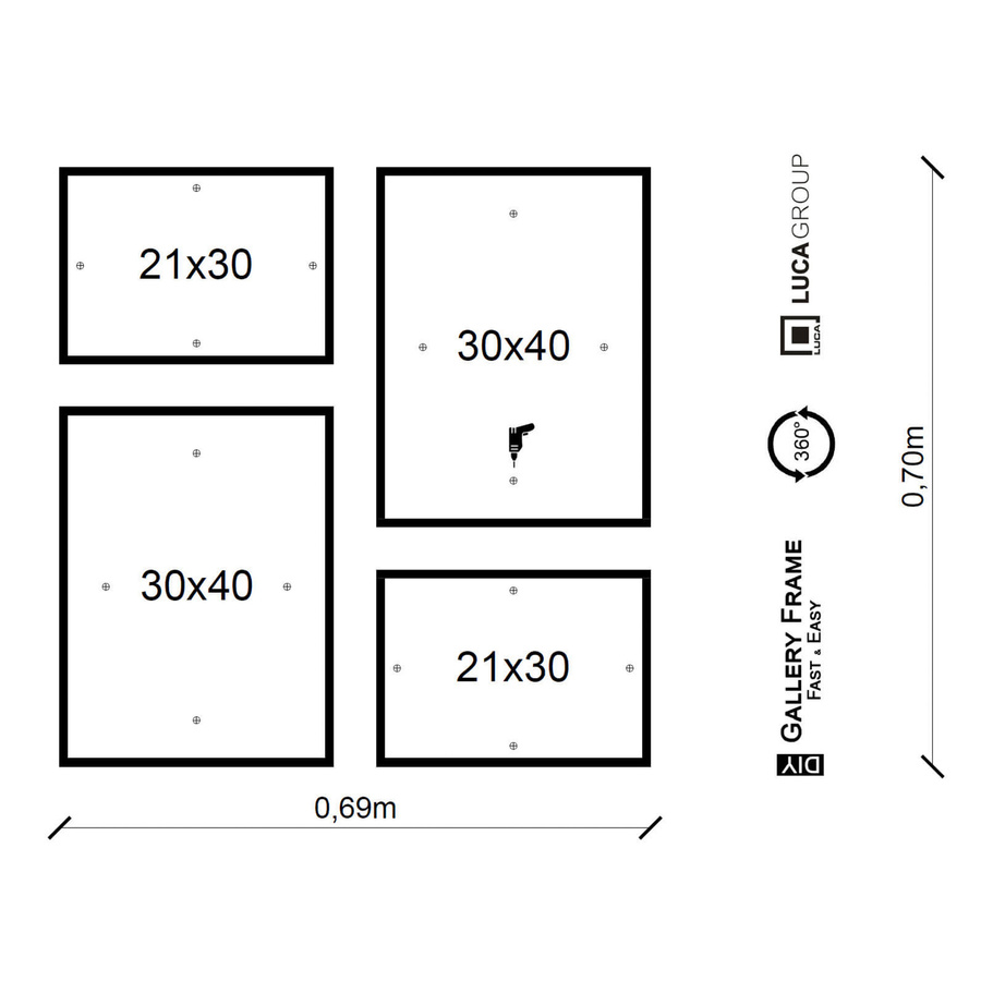 Galeria ścienna PINIA 4 GF0003. Zestaw brązowych ramek na ścianę