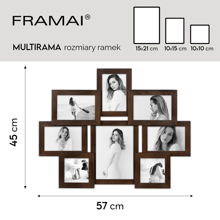 Multirama w brązowym kolorze MULTI HEN 4 na 8 zdjęć ramka na zdjęcia