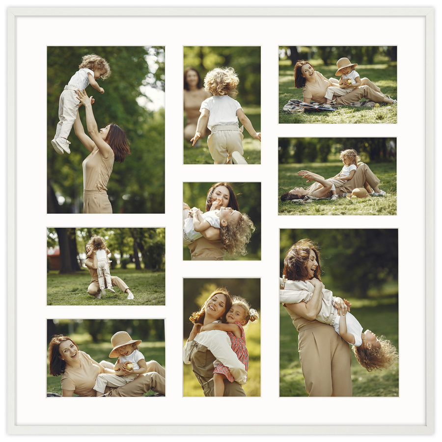 Foto galeria 50x50 cm na 9 zdjęć o wymiarach 10x15 cm 15x21 cm 10x10 cm kolor biały