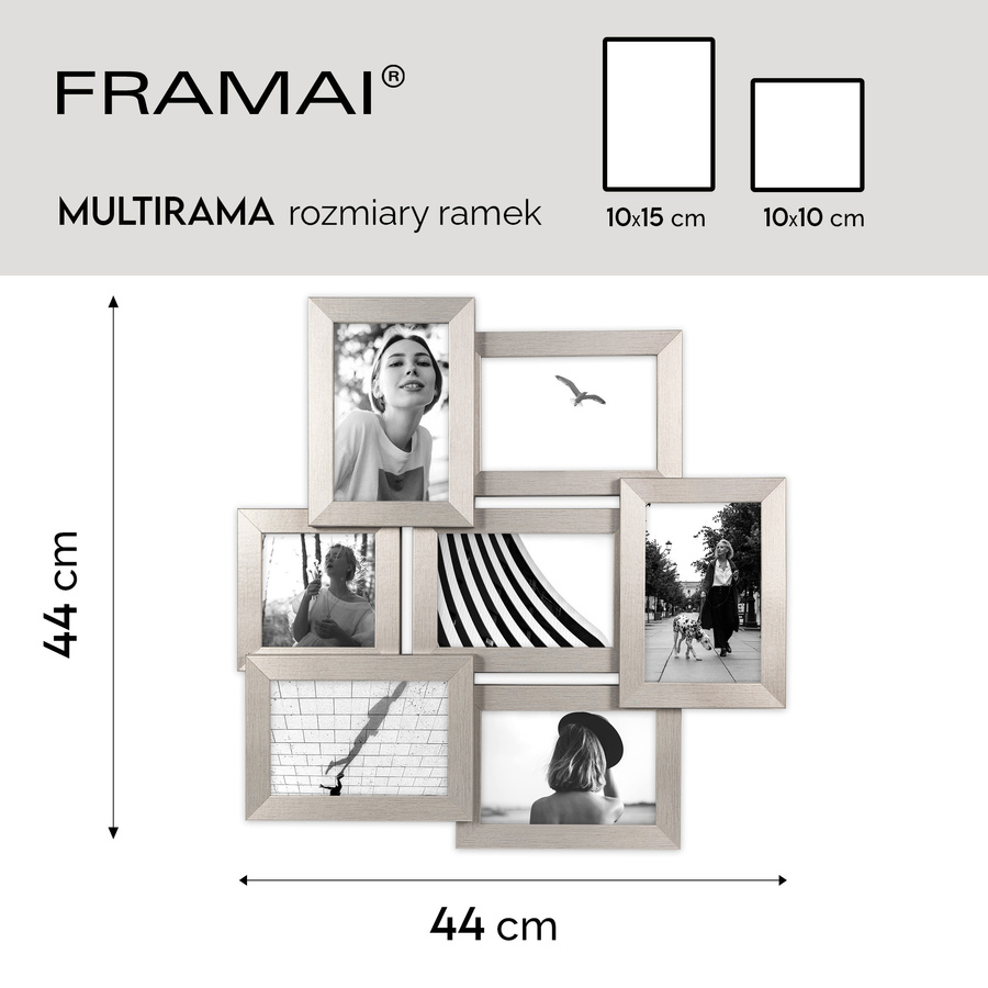 Multirama srebrna MULTI HEN S na 7 zdjęć ramka na zdjęcia