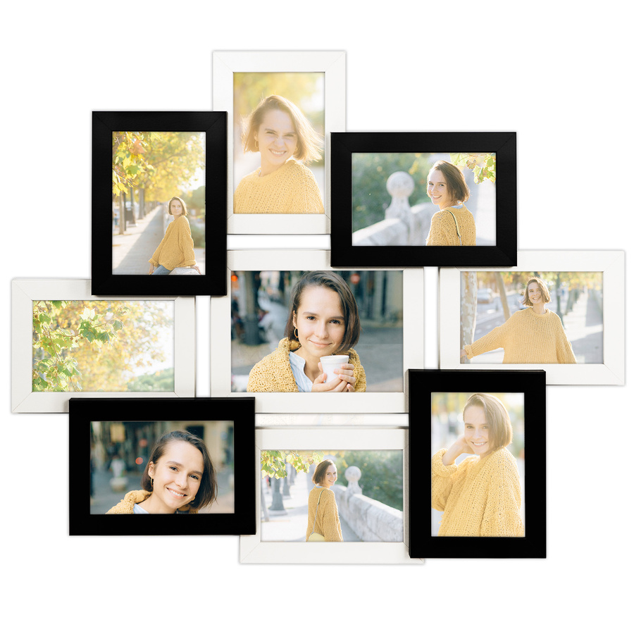 Multirama w czarno-białym kolorze MULTI HEN 1-2 na 9 zdjęć ramka na zdjęcia
