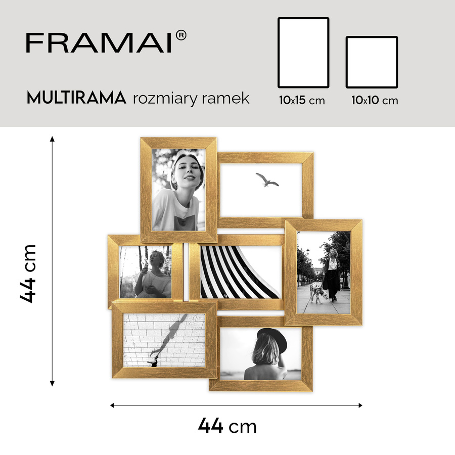 Multirama złota MULTI HEN Z na 7 zdjęć ramka na zdjęcia