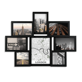 Multirama drewniana Black 81, zestaw ramek 2 X 10x10 cm, 5 X 10x15 cm, 1 X 15x21 cm - czarna