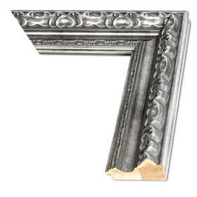 Rama do obrazów, zdjęć, plakatów oraz luster na wymiar LUCA #3005 Klasyczna, drewniana oprawa - kolor  srebrny, ornament