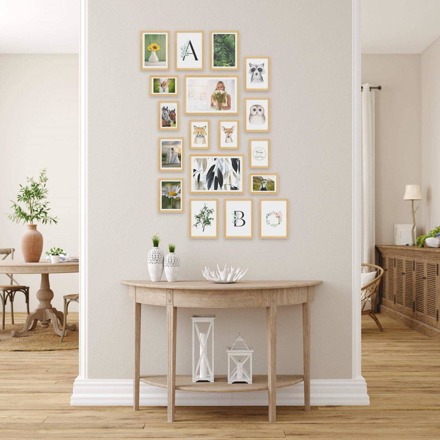 Galeria ścienna PINIA 0 GF0006. Zestaw naturalnych ramek na ścianę