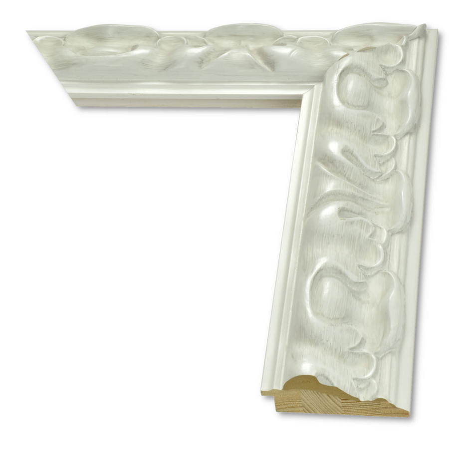 Rama do obrazów, zdjęć oraz luster na wymiar LUCA #2555. Ozdobna ornamentowana, drewniana oprawa - holenderka, kolor biały