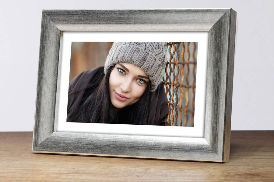 Ramka drewniana ISPANI 2002, szlachetna fotoramka na zdjęcia, plakaty lub obrazy - kolor srebrny antyczny