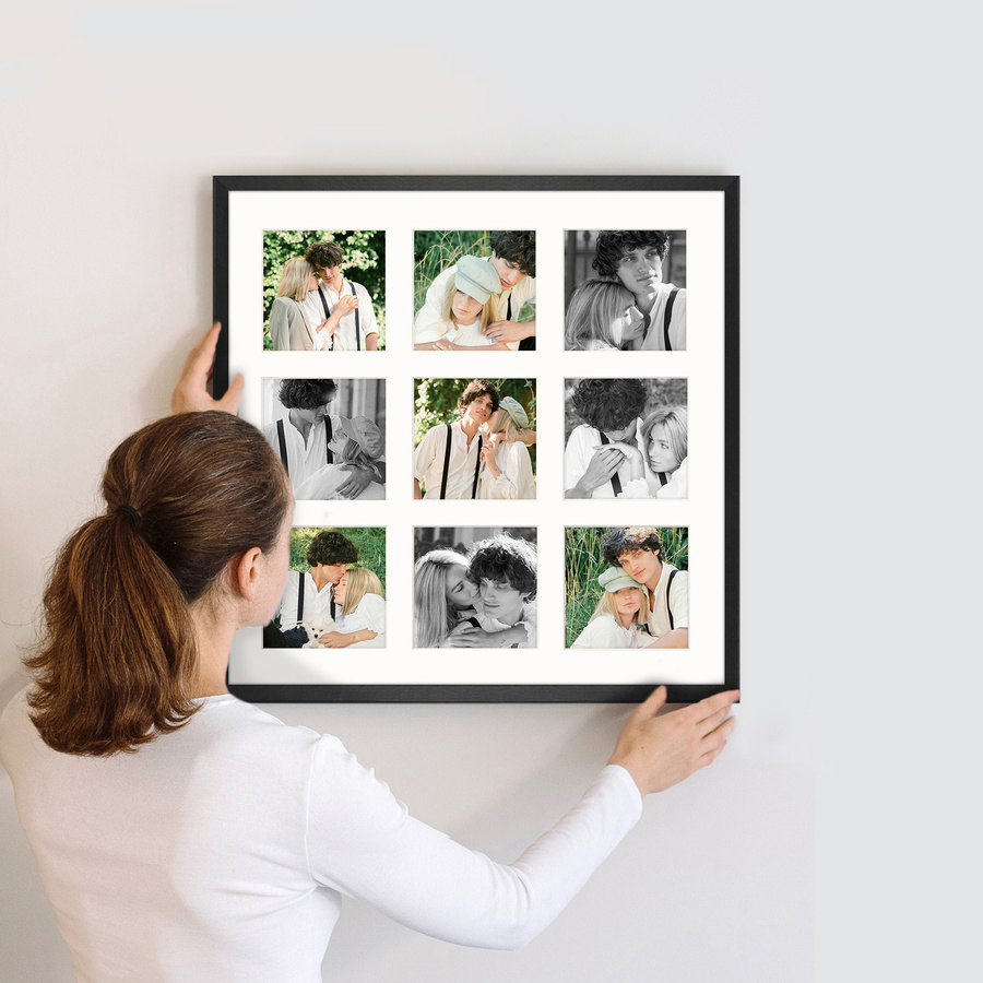 Foto galeria 40x40 cm na 9 zdjęć o wymiarach 10x10 cm czarna