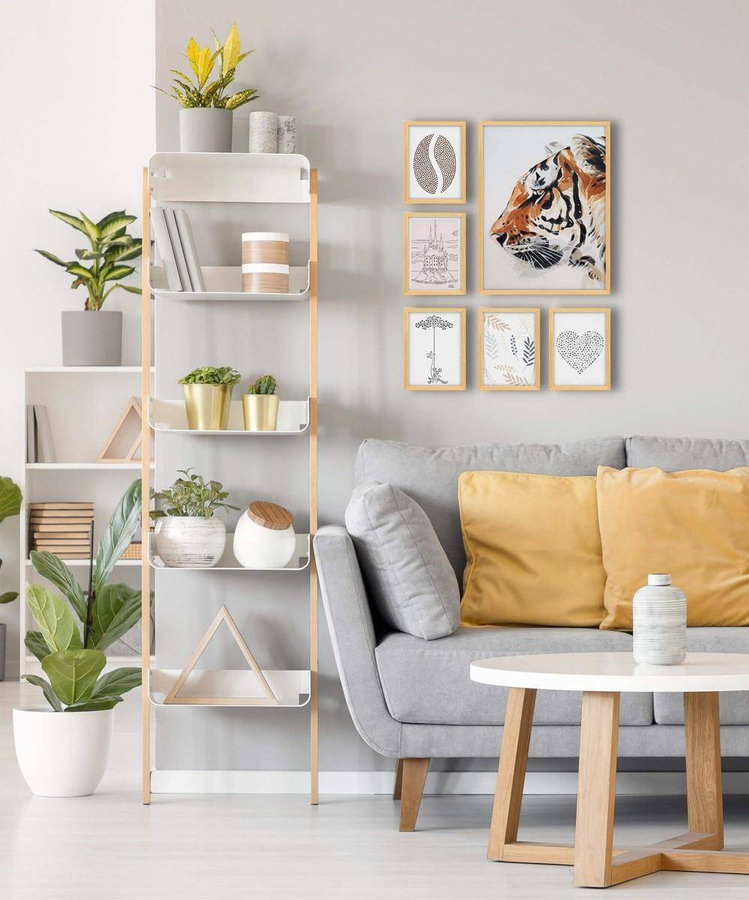 Galeria ścienna PINIA 0 GF0002. Zestaw naturalnych ramek na ścianę